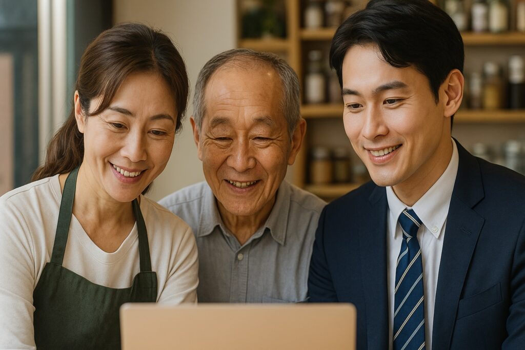 2025 세금 환급 대상에 해당하는 한국의 소상공인, 중장년층, 직장인 모습