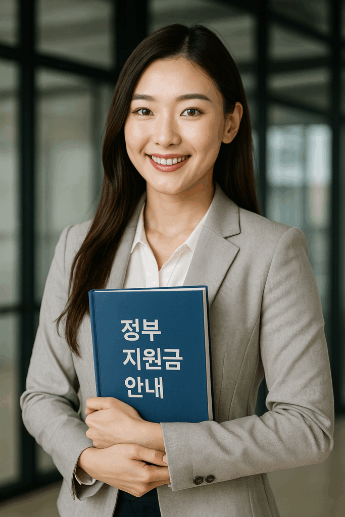 2025년 정부 정책 지원금을 강조하는 여성